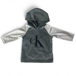 Calvin Klein Jeans Gray and White Dry Fit Hooded Shirt